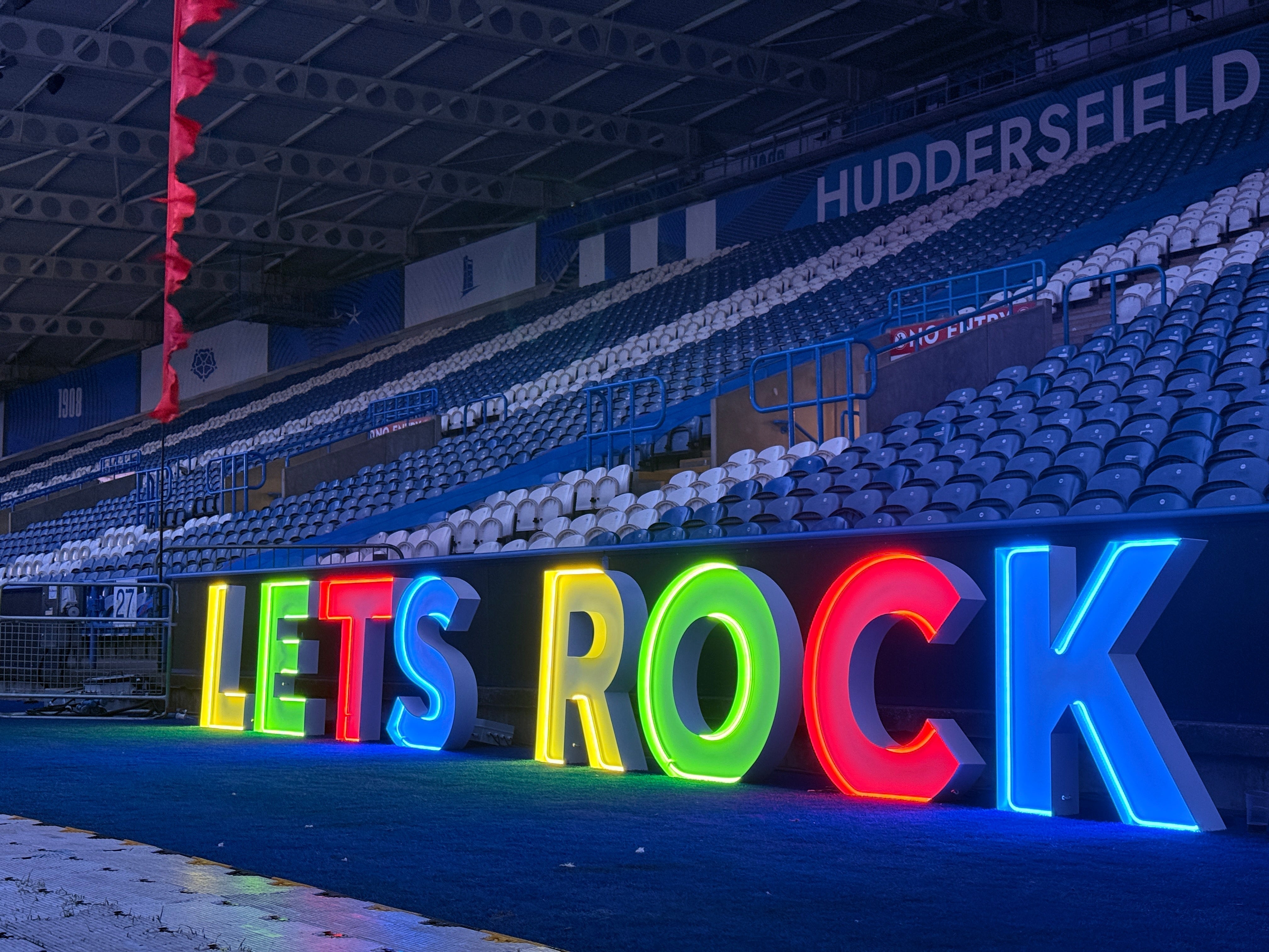 Giant Outdoor Light-Up Letters for Let's Rock Huddersfield — 80s Festival at the Accu Stadium