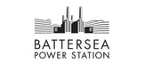 Black and white graphic logo featuring a stylized industrial power station illustration above the words 'BATTERSEA POWER STATION'.