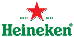 Heineken logo with red star and green text on a white background