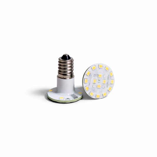 E14 warm white LED bulb for fairground lights, light-up letters and amusement ride repairs – available in 24V and 240V, UK