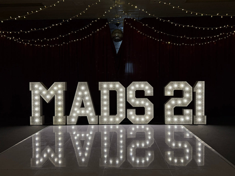 21st Birthday Light Up Letters - Ray of Light Letters & Events