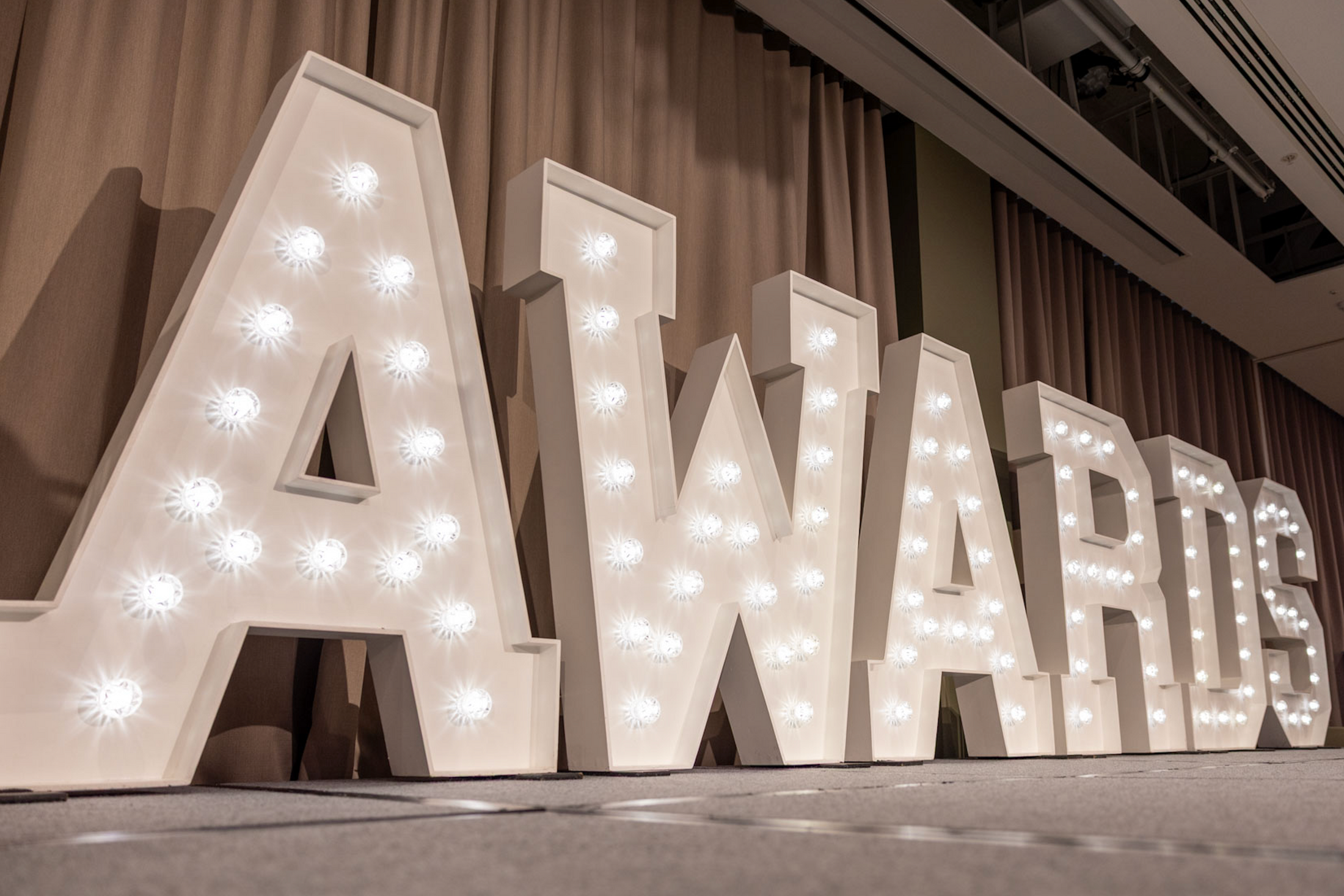 Corporate Awards Ceremony Hire Light up Letters - Ray of Light Letters & Events  large light up letters and marquee letters