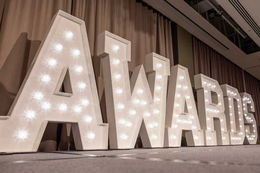 Corporate Awards Ceremony Hire Light up Letters - Ray of Light Letters & Events  large light up letters and marquee letters