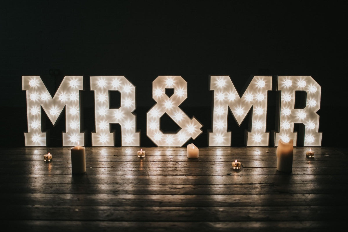 4ft Light Up MR & MR Letters | Large Marquee Wedding Letters for Hire