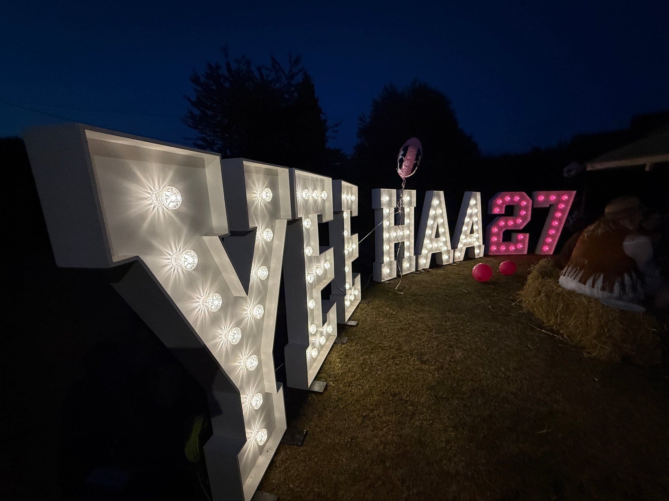 YEE HAA 27 birthday light up letters cowboy and cowgirl themed party 
