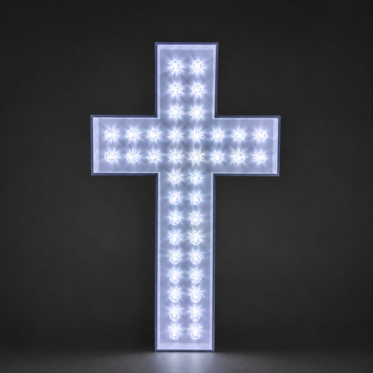 Light-up cross available in 4ft, 5ft and 6ft – handmade timber illuminated cross for religious events and ceremonies, UK