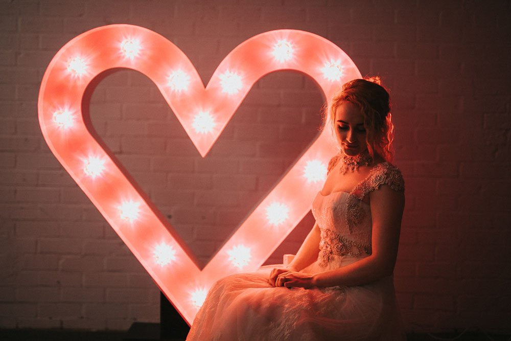 Large 4.5ft light up letters displayed at a wedding venue, illuminated with warm white LED bulbs – perfect for creating standout photo moments.