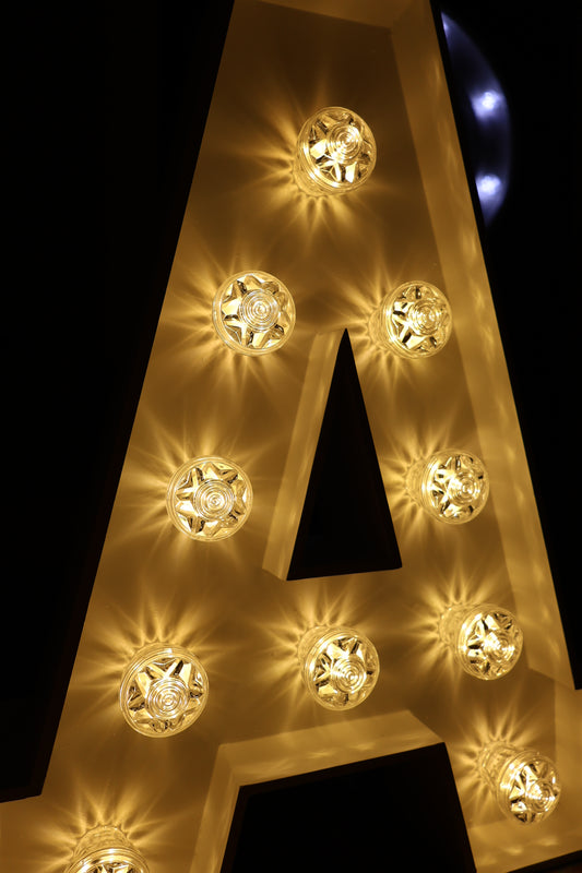 E14 warm white LED bulb illuminated inside a clear cabochon cap – showing glow output for fairground and event displays