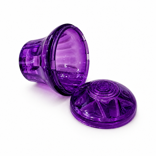E14 purple cabochon cap and base set – matched purple pair, 60mm fairground light housing for light-up letters and event displays, UK